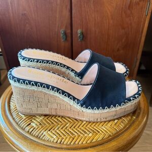 Kate Spade Cosette leather and cork wedge espadrilles.